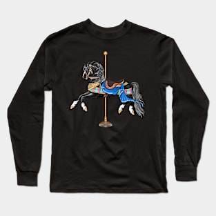 Black Stallion Carousel Horse Long Sleeve T-Shirt